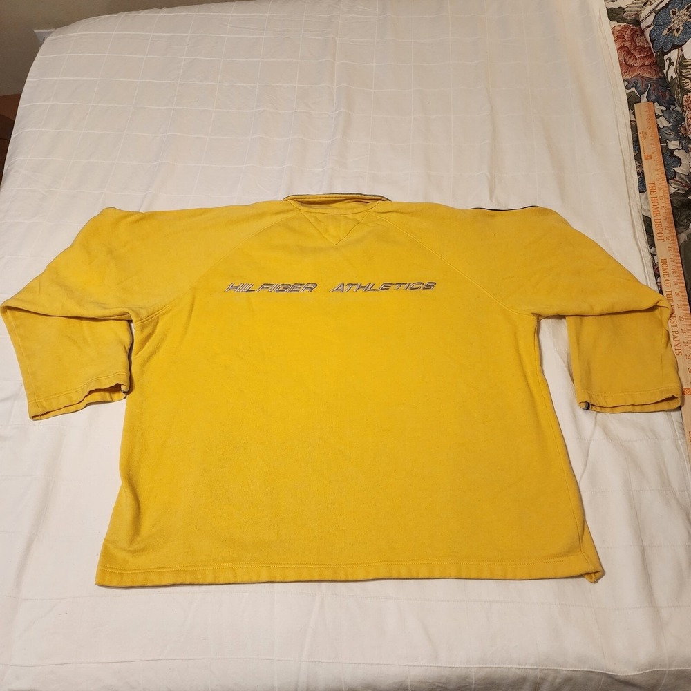 Tommy Hilfiger Athletics Yellow Sweatshirt Pullover Extra Large XL Mens Sport - Picture 9 of 10